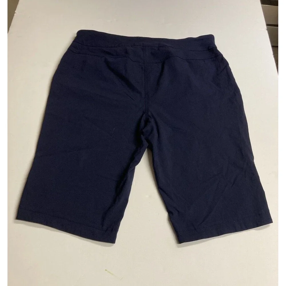 Alia Women's Bermuda Shorts 22W Plus Blue Rayon/Nylon/Spandex Stretch Pull On